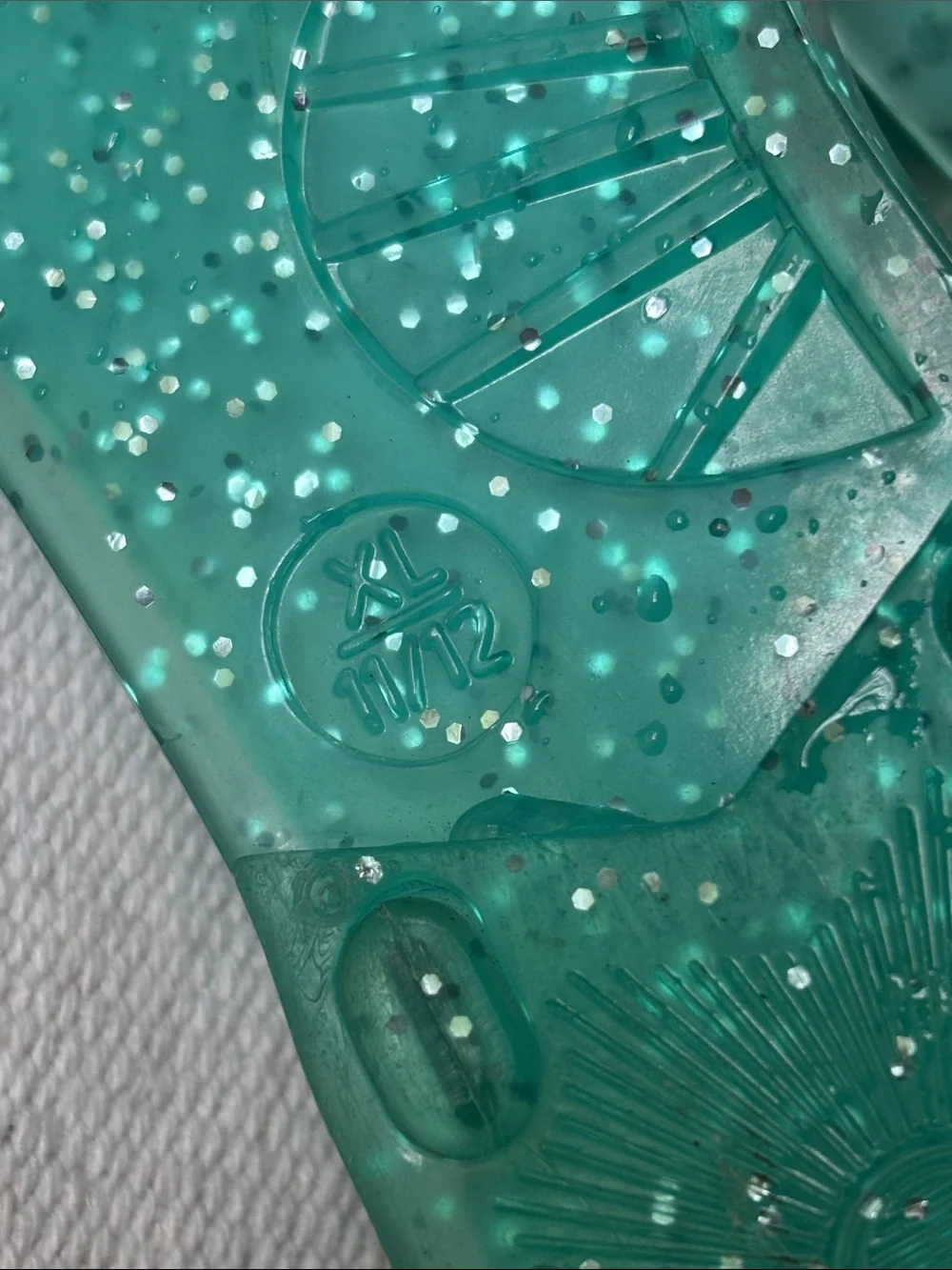 My Little Pony Green Teal Glitter Jelly Sandals with Rainbow Dash 11/12 XL